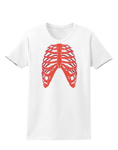 Human Red Skeleton Bones Ribcage Womens T-Shirt-Womens T-Shirt-TooLoud-White-X-Small-Davson Sales