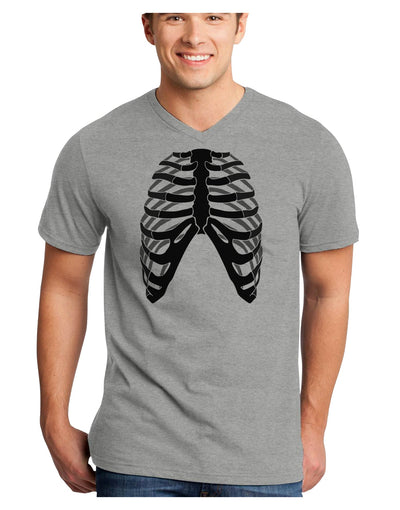 Human Skeleton Bones Ribcage Inverted Adult V-Neck T-shirt-Mens V-Neck T-Shirt-TooLoud-HeatherGray-Small-Davson Sales