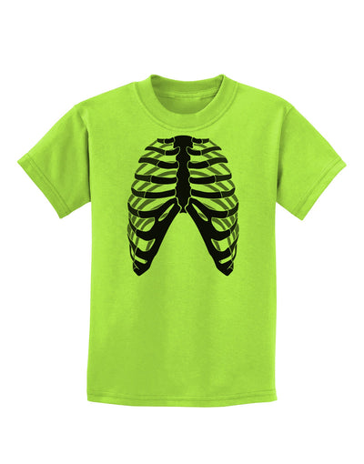 Human Skeleton Bones Ribcage Inverted Childrens T-Shirt-Childrens T-Shirt-TooLoud-Lime-Green-X-Small-Davson Sales