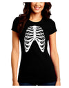 Human Skeleton Bones Ribcage Inverted Juniors Crew Dark T-Shirt-T-Shirts Juniors Tops-TooLoud-Black-Juniors Fitted Small-Davson Sales