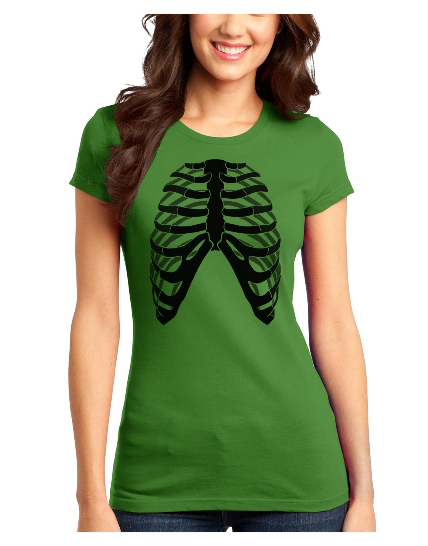 Human Skeleton Bones Ribcage Inverted Juniors T-Shirt-Womens Juniors T-Shirt-TooLoud-Kiwi-Green-Juniors Fitted XS-Davson Sales