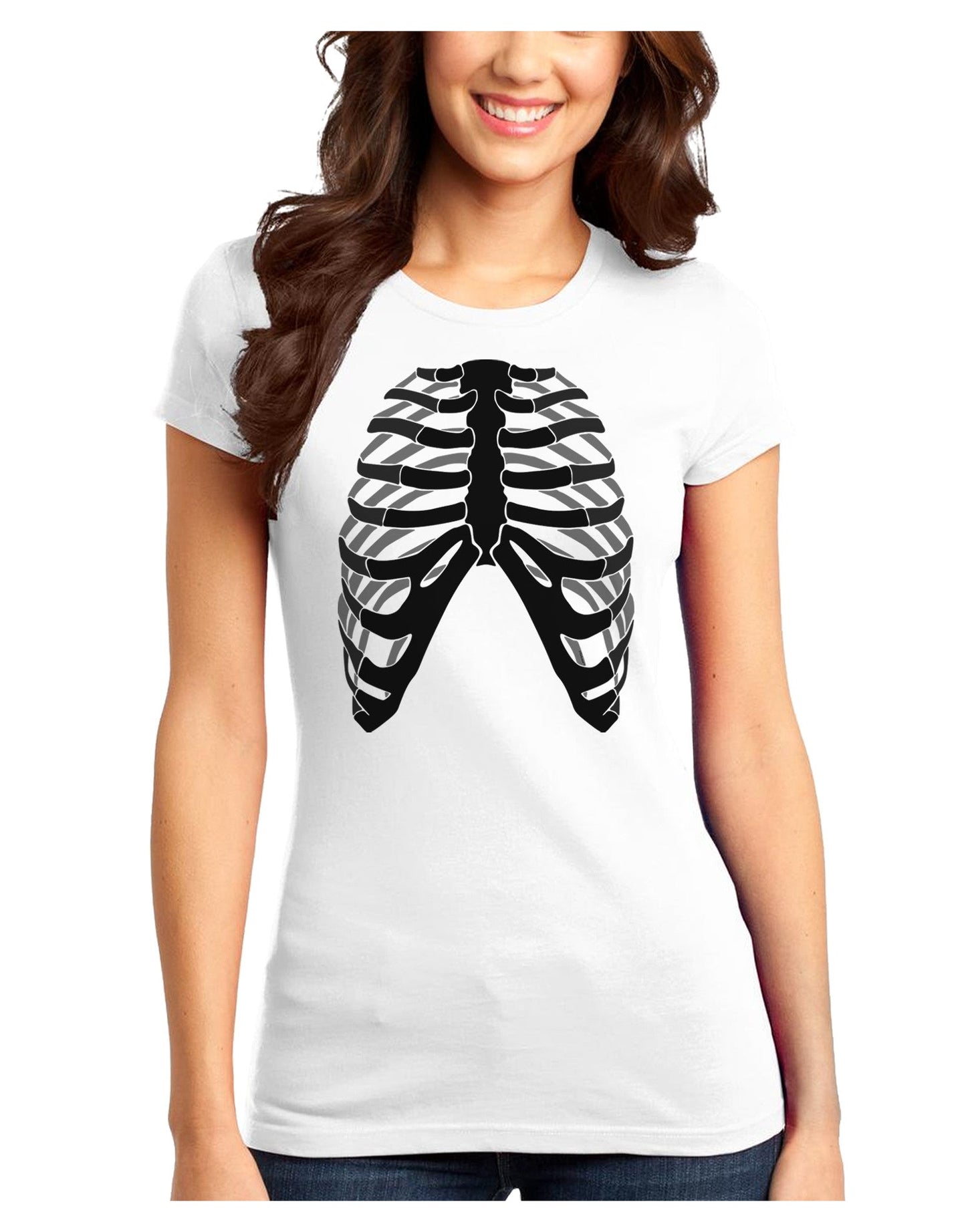 Human Skeleton Bones Ribcage Inverted Juniors T-Shirt-Womens Juniors T-Shirt-TooLoud-White-Juniors Fitted XS-Davson Sales