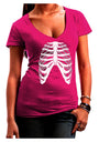 Human Skeleton Bones Ribcage Inverted Juniors V-Neck Dark T-Shirt-Womens V-Neck T-Shirts-TooLoud-Hot-Pink-Small-Davson Sales