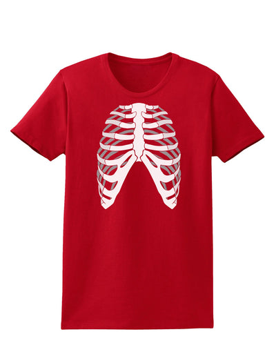 Human Skeleton Bones Ribcage Inverted Womens Dark T-Shirt-TooLoud-Red-X-Small-Davson Sales