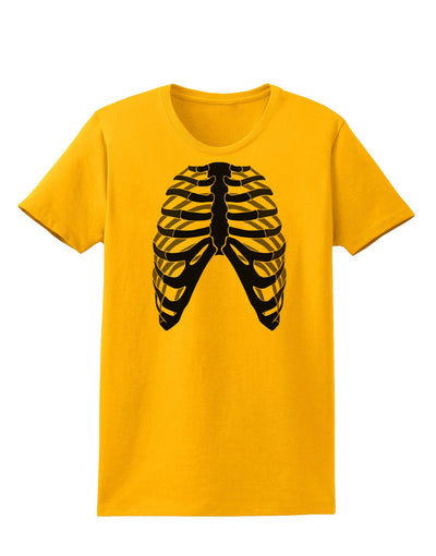 Human Skeleton Bones Ribcage Inverted Womens T-Shirt-Womens T-Shirt-TooLoud-Gold-X-Small-Davson Sales