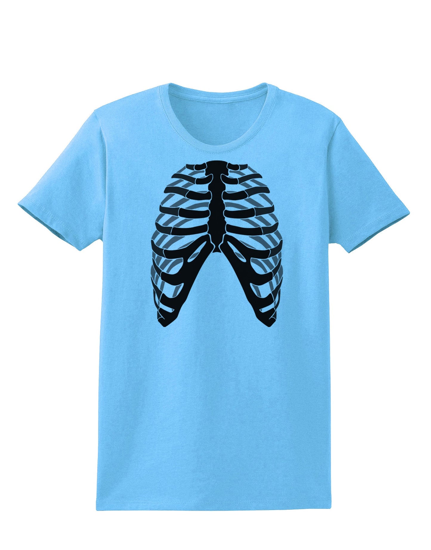 Human Skeleton Bones Ribcage Inverted Womens T-Shirt-Womens T-Shirt-TooLoud-Aquatic-Blue-X-Small-Davson Sales
