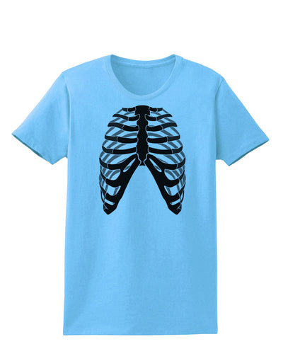 Human Skeleton Bones Ribcage Inverted Womens T-Shirt-Womens T-Shirt-TooLoud-Aquatic-Blue-X-Small-Davson Sales