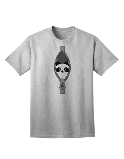 Humorous Panda Emerging from Zipper Design Adult T-Shirt by TooLoud-Mens T-shirts-TooLoud-AshGray-Small-Davson Sales