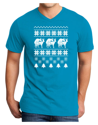 Humping Gay Reindeer Adult Dark V-Neck T-Shirt-Mens V-Neck T-Shirt-TooLoud-Turquoise-Small-Davson Sales