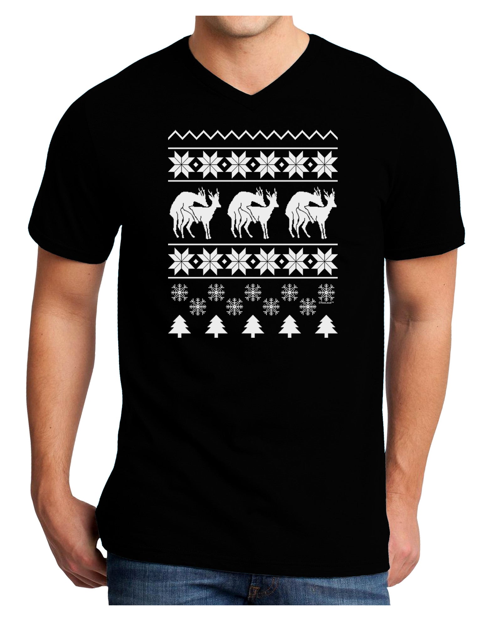 Humping Gay Reindeer Adult Dark V-Neck T-Shirt - Davson Sales