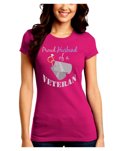 Husband of Veteran Juniors Crew Dark T-Shirt-T-Shirts Juniors Tops-TooLoud-Hot-Pink-Juniors Fitted Small-Davson Sales