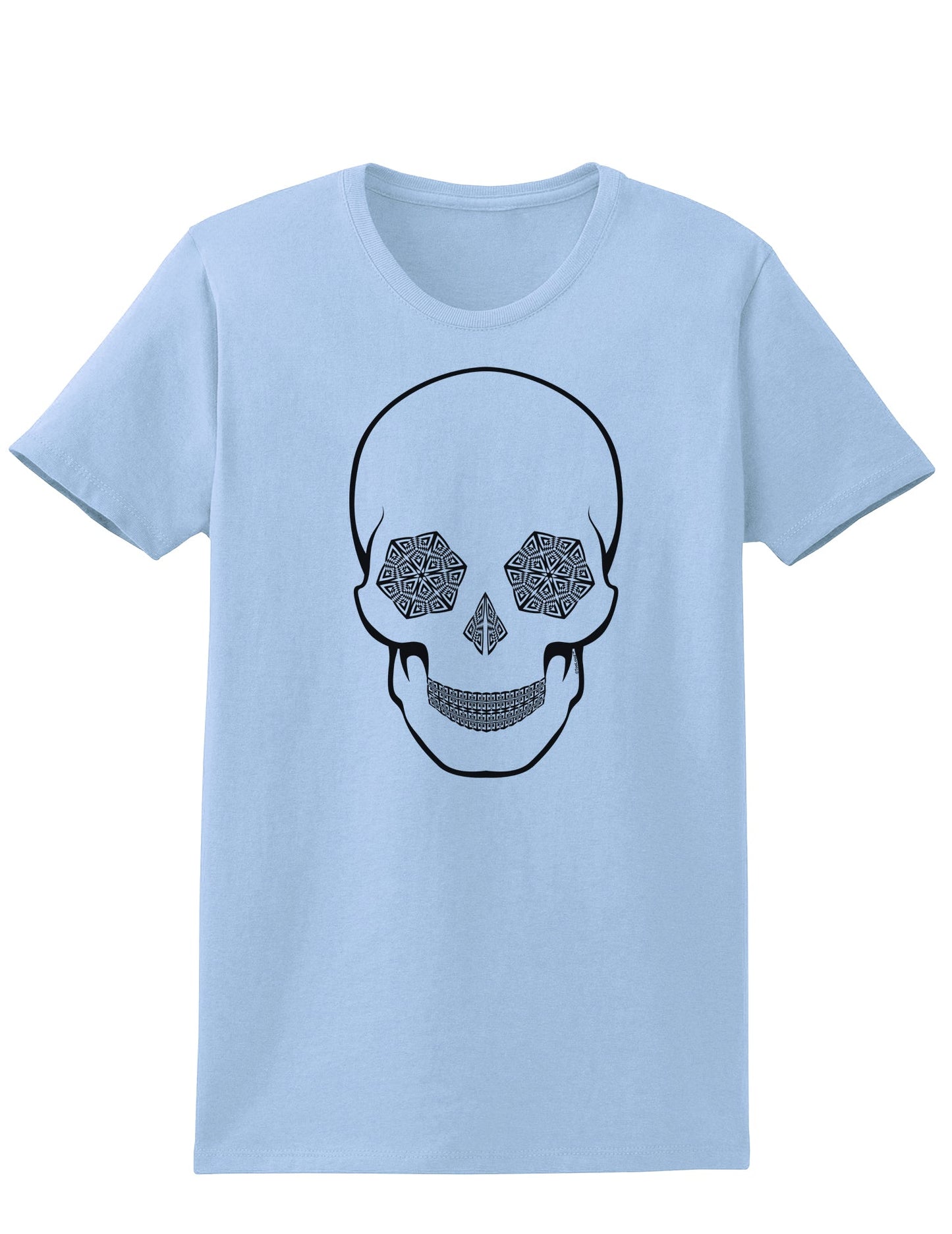 Hypno Skull Ladies Adult Womens Trippy T-Shirt-TooLoud-Light Blue-Small-Davson Sales