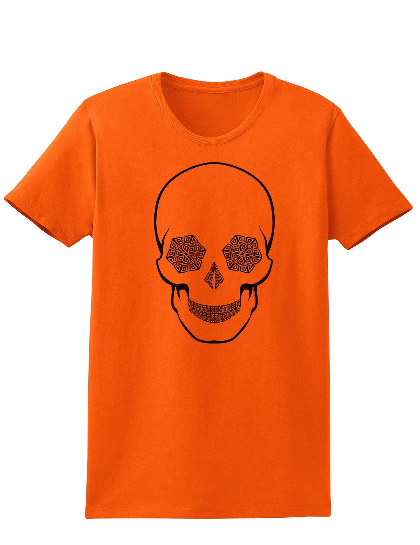 Hypno Skull Ladies Adult Womens Trippy T-Shirt-TooLoud-Orange-Small-Davson Sales