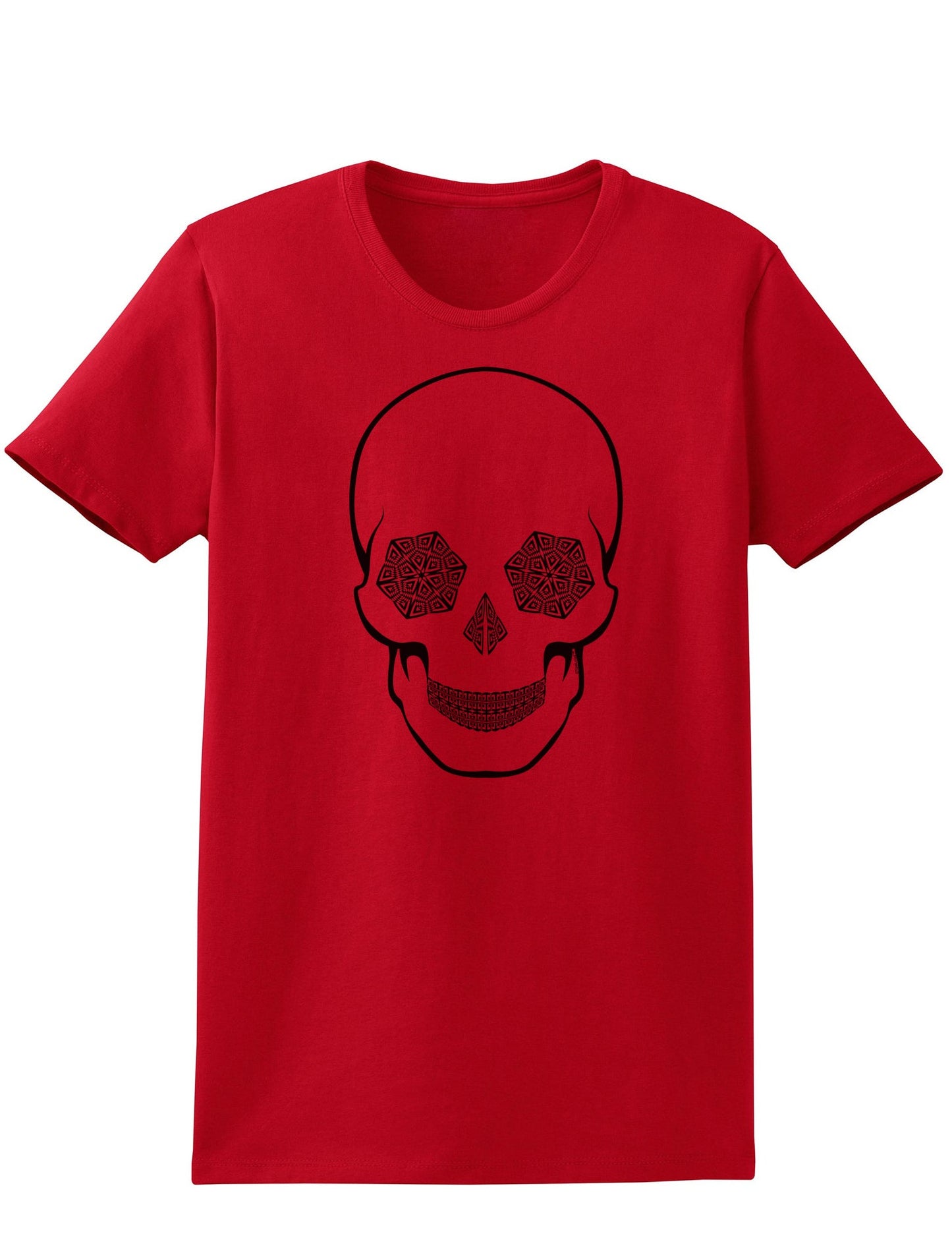Hypno Skull Ladies Adult Womens Trippy T-Shirt-TooLoud-Red-Small-Davson Sales