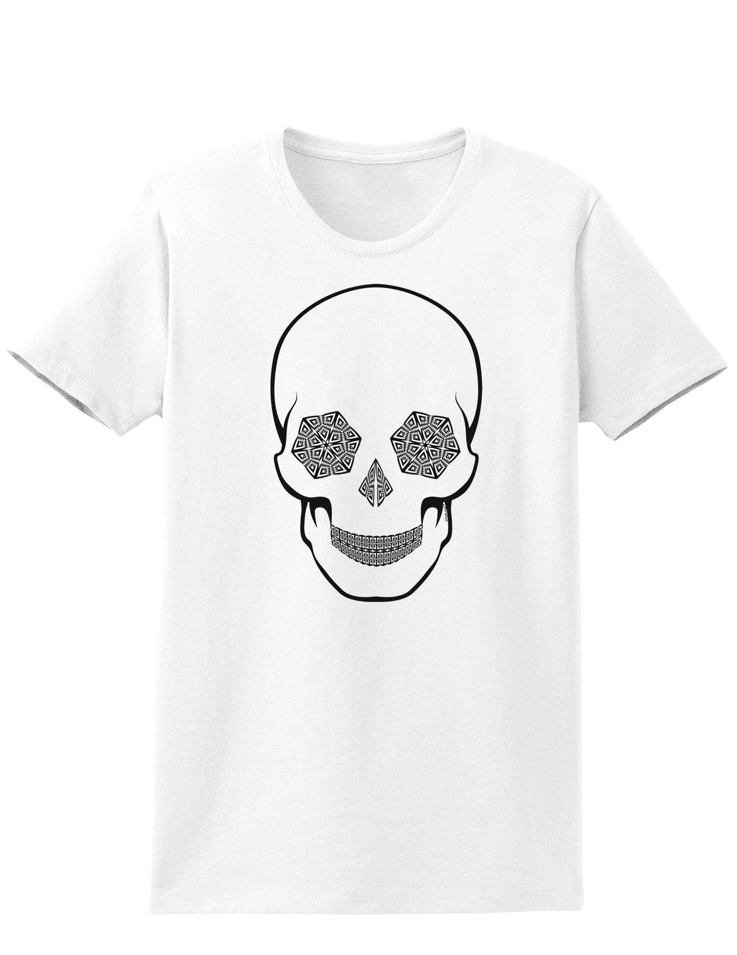 Hypno Skull Ladies Adult Womens Trippy T-Shirt-TooLoud-White-Small-Davson Sales