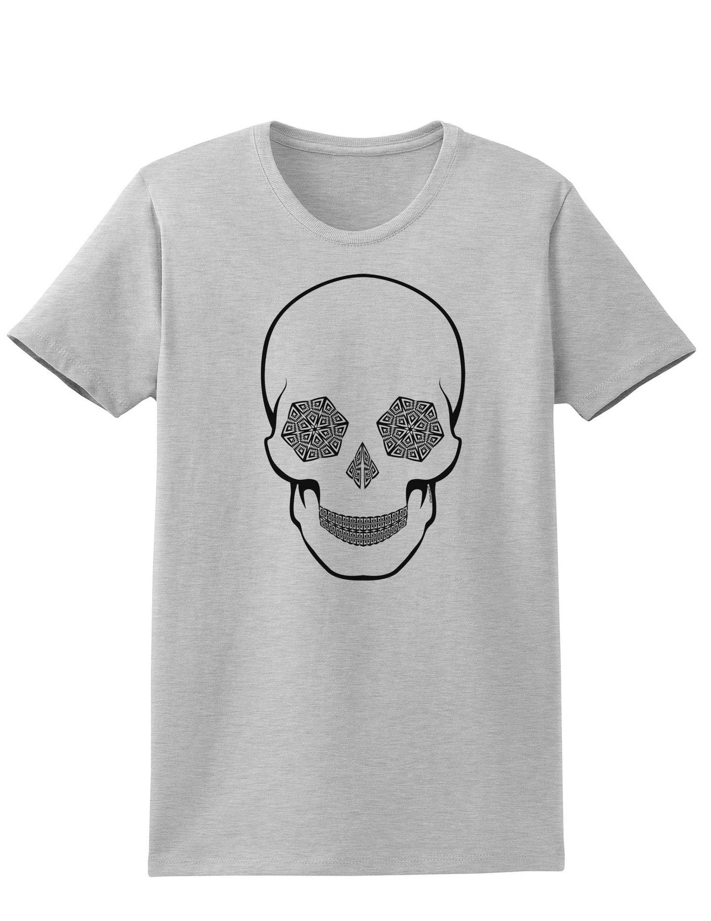 Hypno Skull Ladies Adult Womens Trippy T-Shirt-TooLoud-Ash Gray-Small-Davson Sales