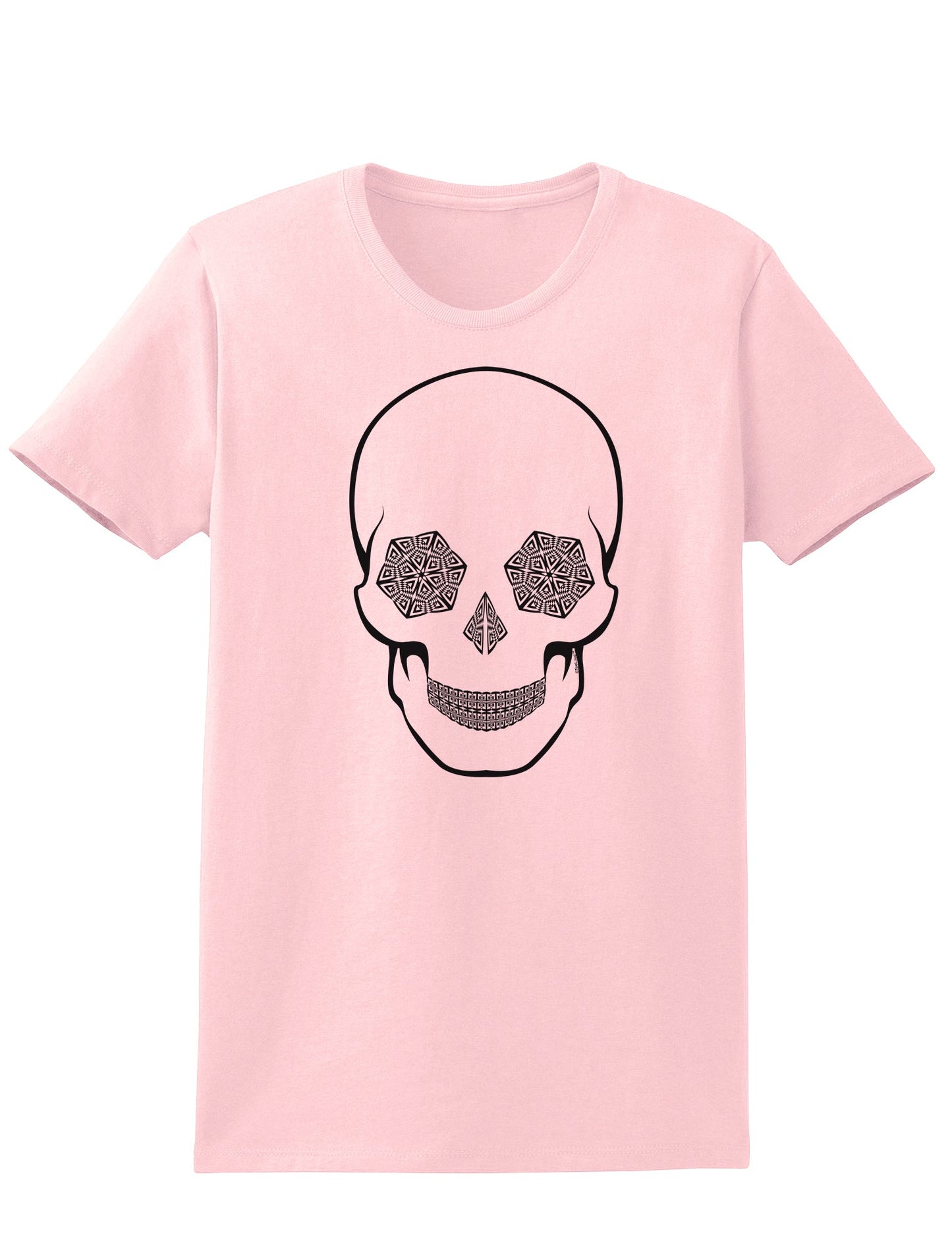 Hypno Skull Ladies Adult Womens Trippy T-Shirt-TooLoud-Pale Pink-Small-Davson Sales