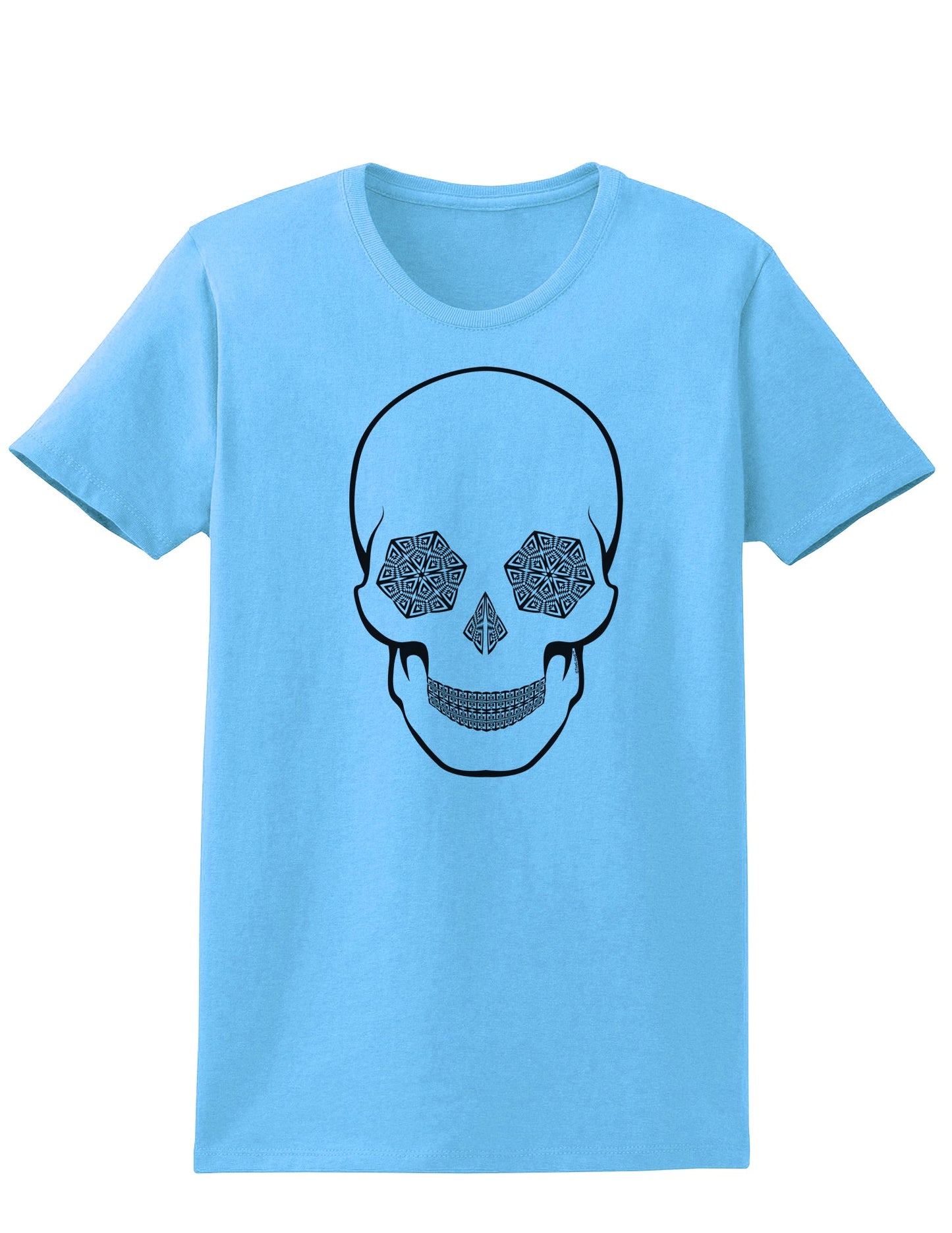 Hypno Skull Ladies Adult Womens Trippy T-Shirt-TooLoud-Aquatic Blue-Small-Davson Sales