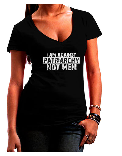 I Am Against Patriarchy Juniors V-Neck Dark T-Shirt-Womens V-Neck T-Shirts-TooLoud-Black-Juniors Fitted Small-Davson Sales