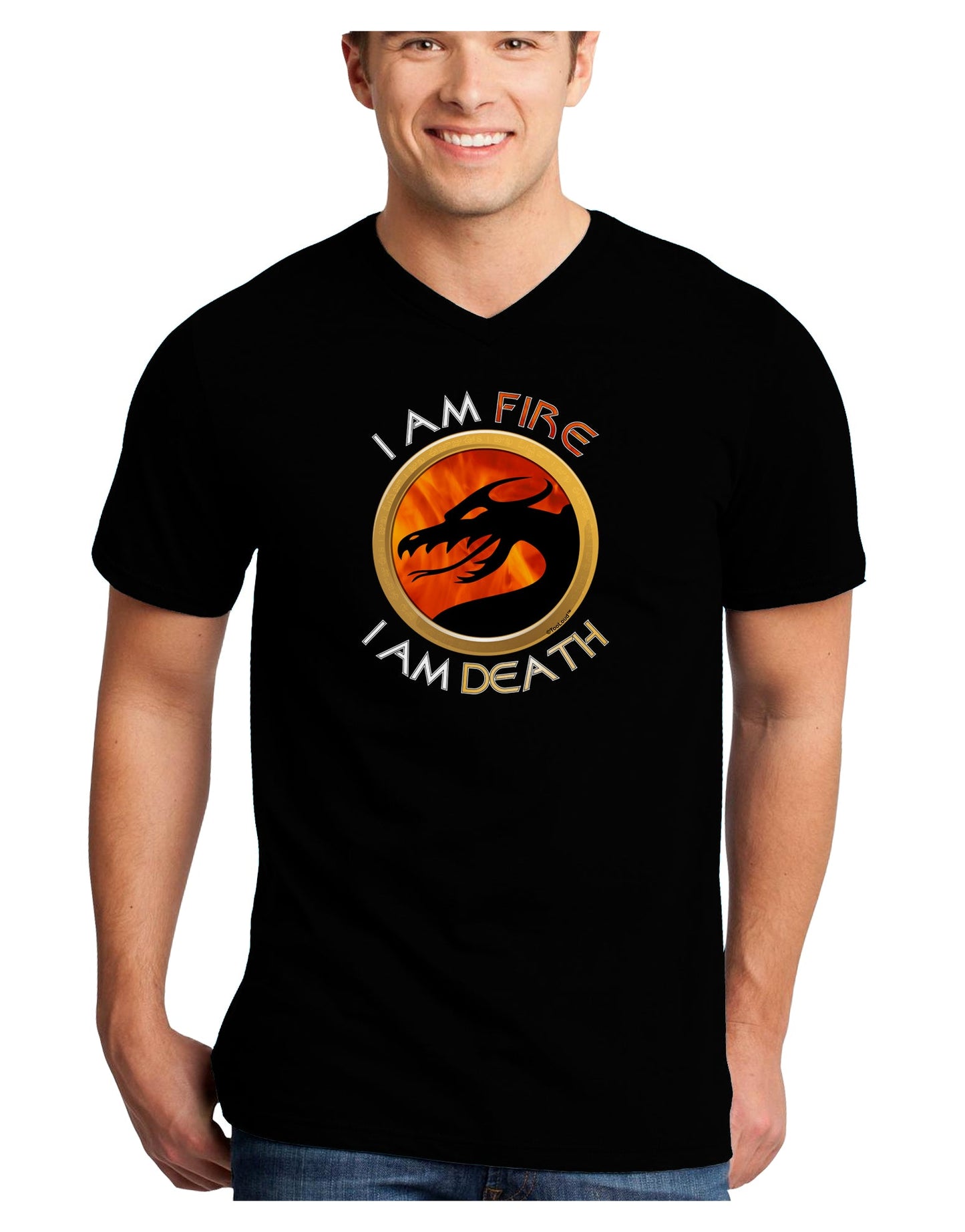 I Am Fire I Am Death Adult Dark V-Neck T-Shirt by TooLoud-Mens V-Neck T-Shirt-TooLoud-Black-Small-Davson Sales