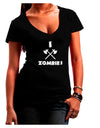 I Axe Zombies - Funny Apocalypse Juniors V-Neck Dark T-Shirt-Womens V-Neck T-Shirts-TooLoud-Black-Small-Davson Sales