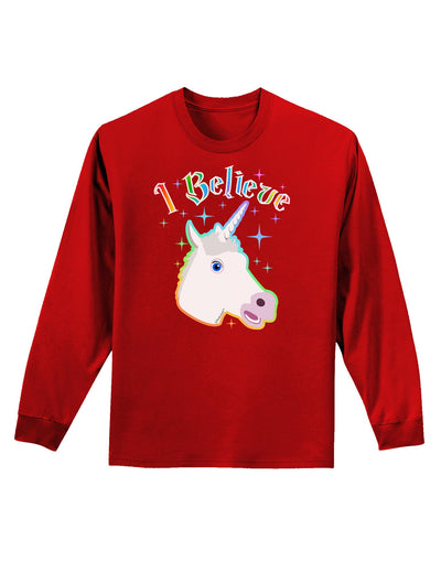 I Believe in Unicorns Adult Long Sleeve Dark T-Shirt-TooLoud-Red-Small-Davson Sales