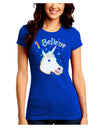 I Believe in Unicorns Juniors Crew Dark T-Shirt-T-Shirts Juniors Tops-TooLoud-Royal-Blue-Juniors Fitted Small-Davson Sales