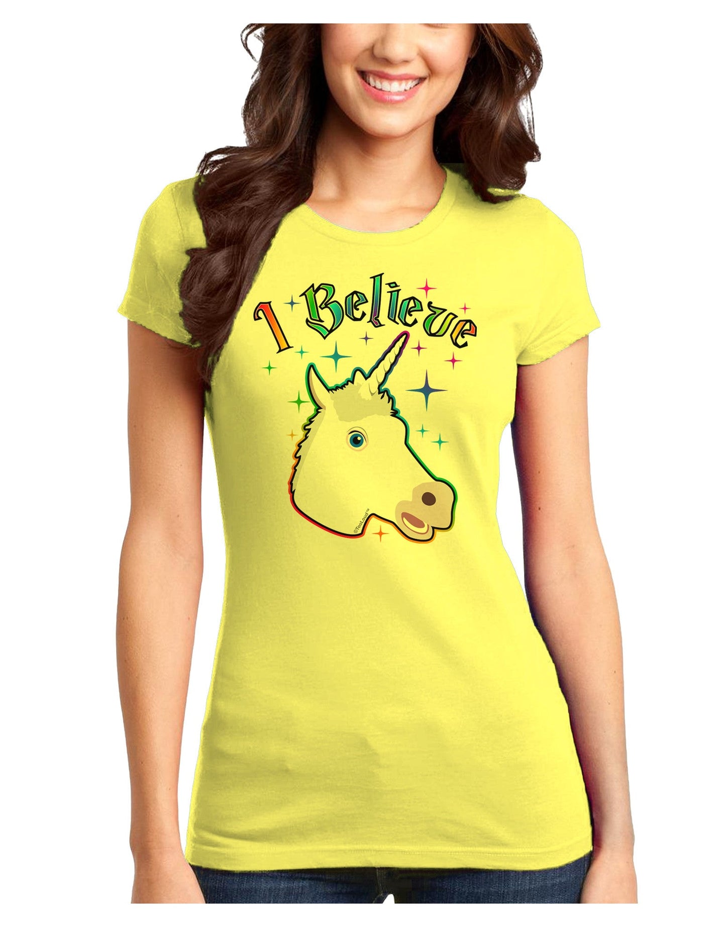 I Believe in Unicorns Juniors T-Shirt-Womens Juniors T-Shirt-TooLoud-Yellow-Juniors Fitted X-Small-Davson Sales
