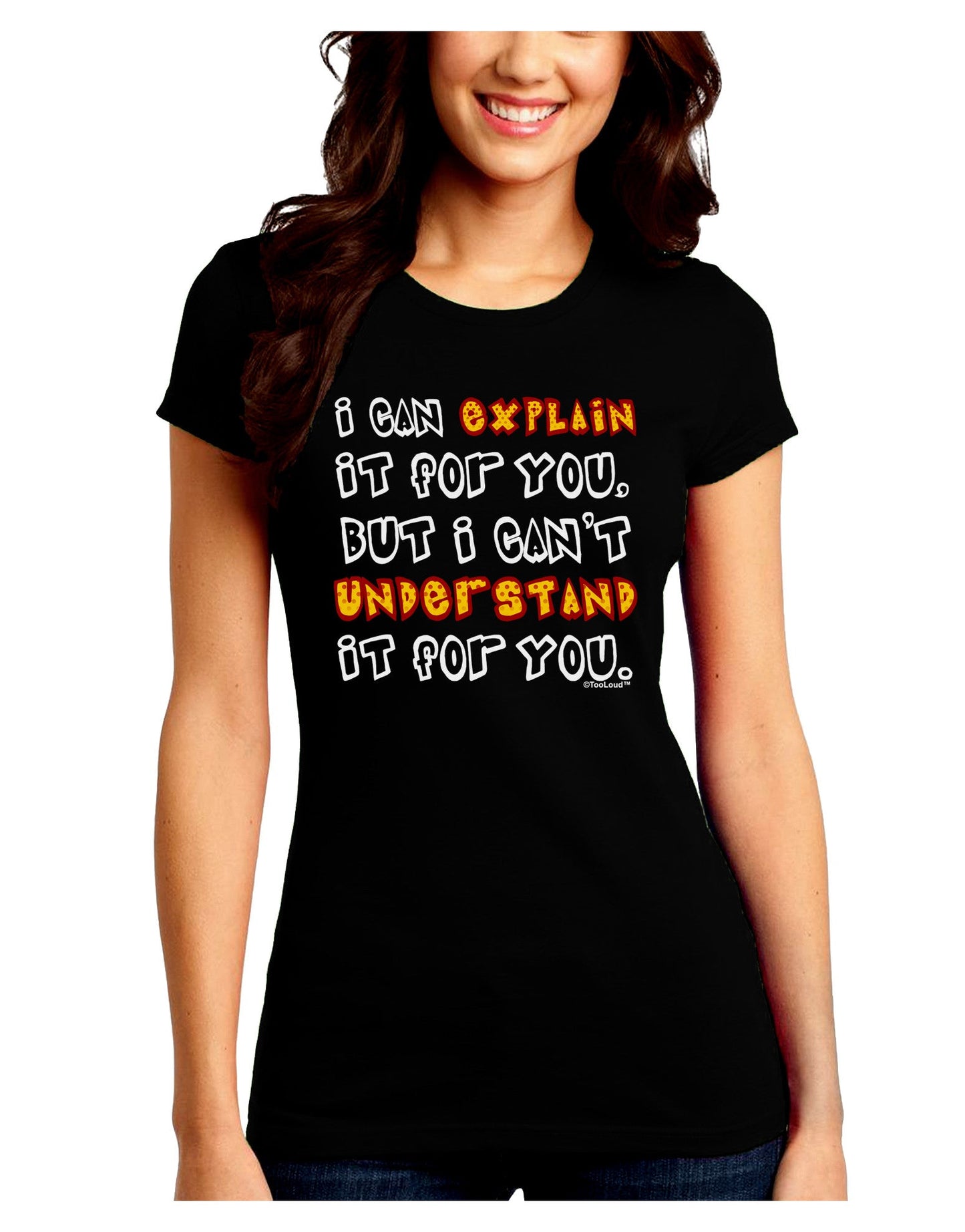 I Can Explain It For You Juniors Petite Crew Dark T-Shirt-T-Shirts Juniors Tops-TooLoud-Black-Juniors Fitted Small-Davson Sales