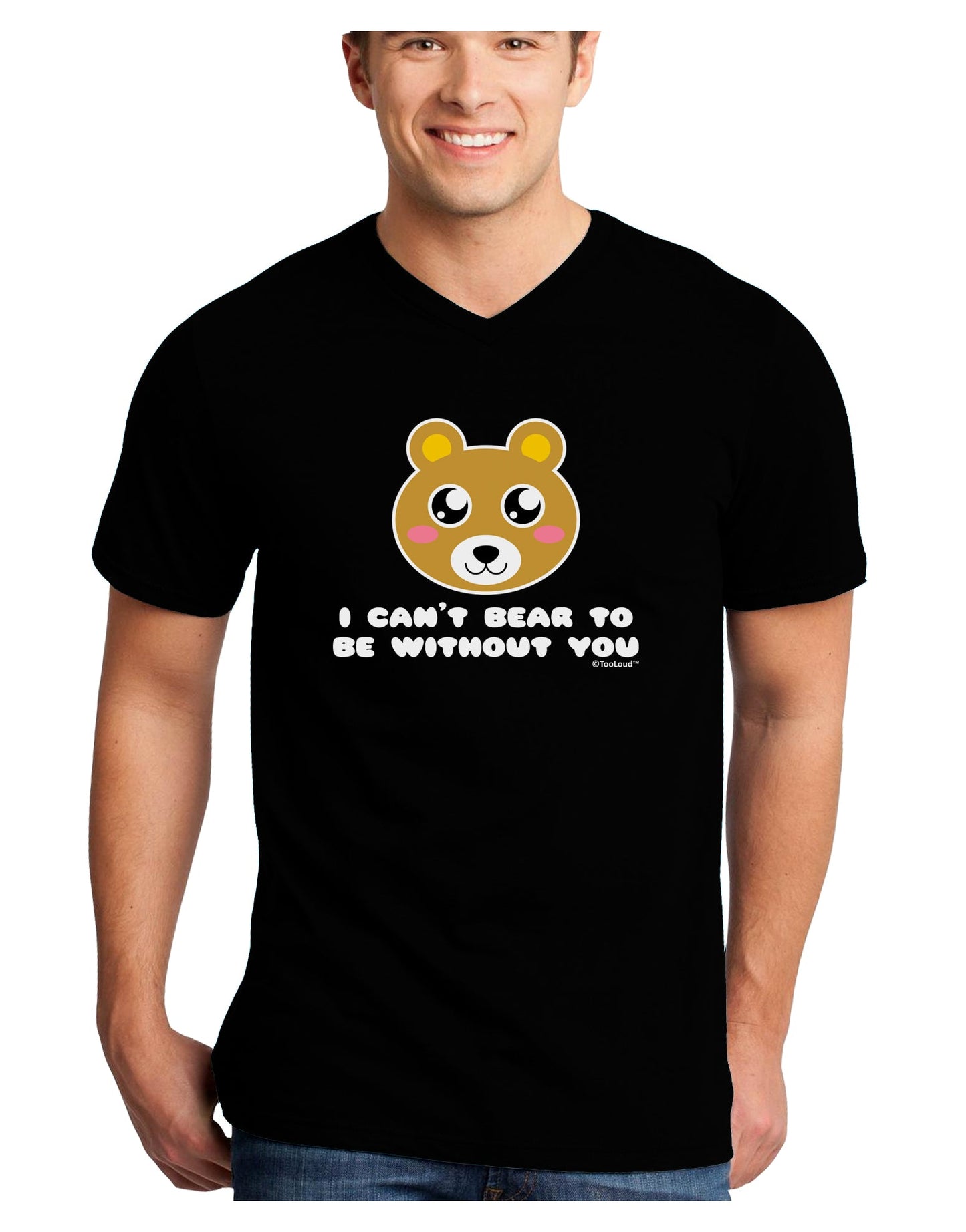 I Can't Bear To Be Without You - Cute Bear Adult Dark V-Neck T-Shirt by TooLoud-Mens V-Neck T-Shirt-TooLoud-Black-Small-Davson Sales