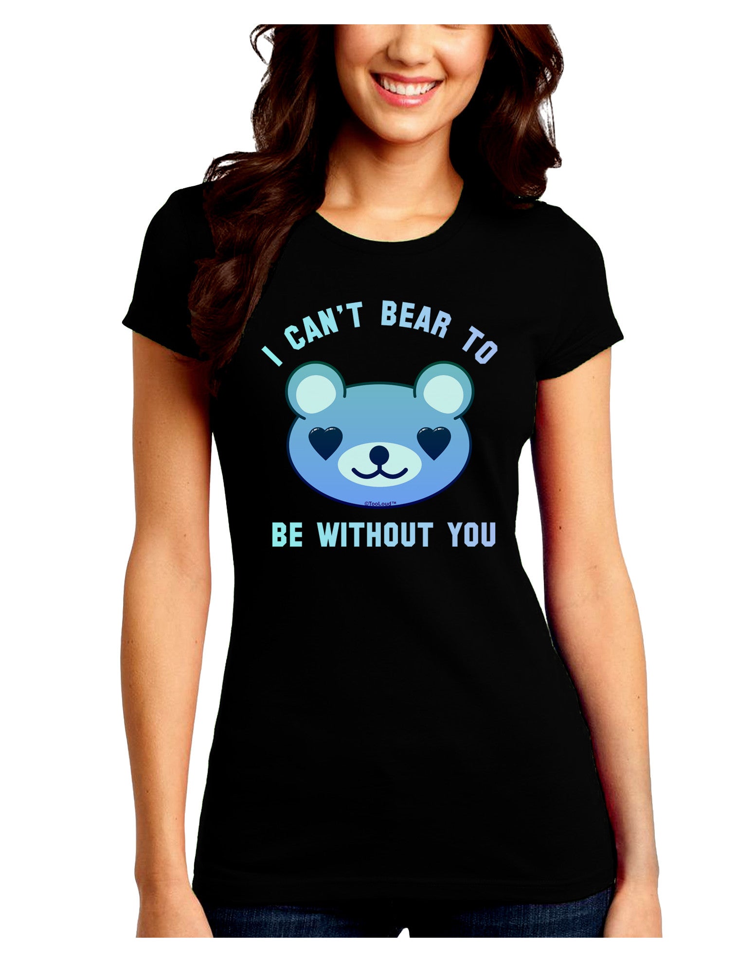 I Can't Bear to be Without You Blue Juniors Petite Crew Dark T-Shirt-T-Shirts Juniors Tops-TooLoud-Black-Juniors Fitted Small-Davson Sales