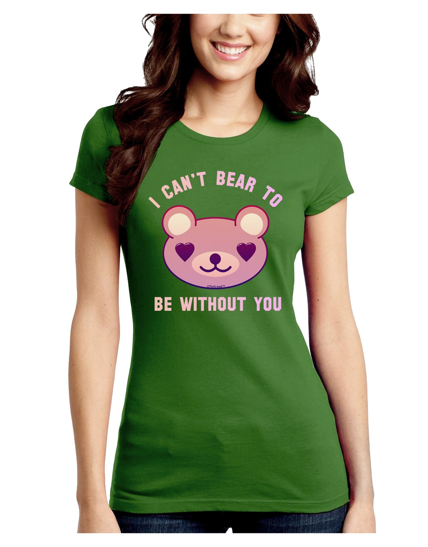 I Can't Bear to be Without You Juniors Petite Crew Dark T-Shirt-T-Shirts Juniors Tops-TooLoud-Kiwi-Green-Juniors Fitted Small-Davson Sales