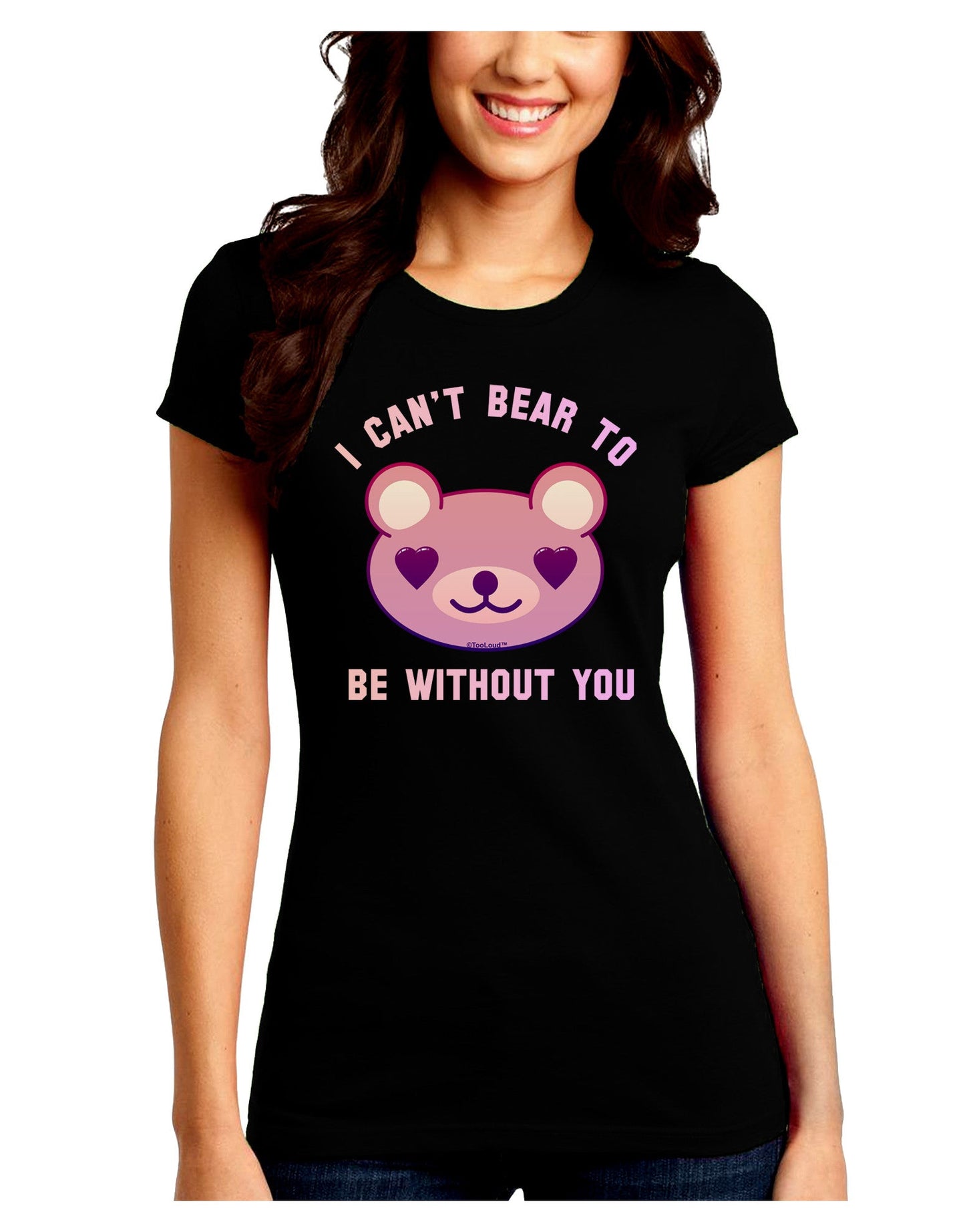 I Can't Bear to be Without You Juniors Petite Crew Dark T-Shirt-T-Shirts Juniors Tops-TooLoud-Black-Juniors Fitted Small-Davson Sales