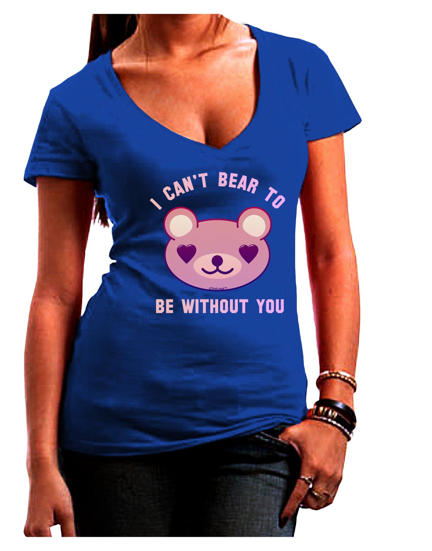 I Can't Bear to be Without You Womens V-Neck Dark T-Shirt-Womens V-Neck T-Shirts-TooLoud-Royal-Blue-Juniors Fitted Small-Davson Sales