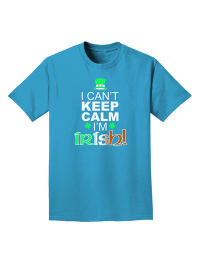 I Can't Keep Calm I'm Irish Adult Dark T-Shirt-Mens T-Shirt-TooLoud-Turquoise-Small-Davson Sales