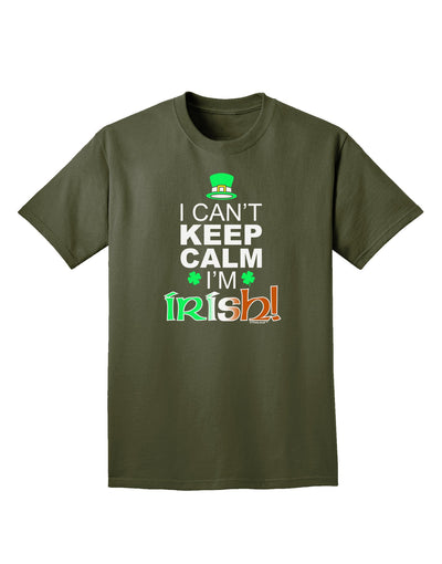 I Can't Keep Calm I'm Irish Adult Dark T-Shirt-Mens T-Shirt-TooLoud-Military-Green-Small-Davson Sales