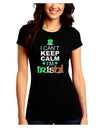 I Can't Keep Calm I'm Irish Juniors Petite Crew Dark T-Shirt-T-Shirts Juniors Tops-TooLoud-Black-Juniors Fitted Small-Davson Sales