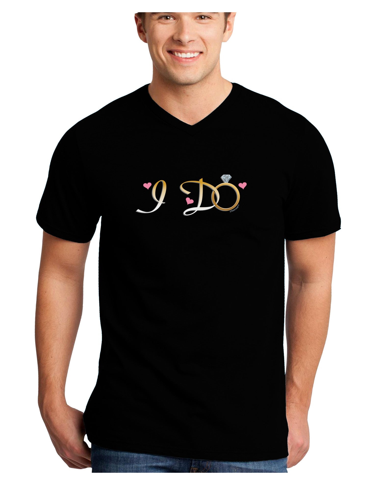 I Do - Bride Adult Dark V-Neck T-Shirt-TooLoud-Black-Small-Davson Sales