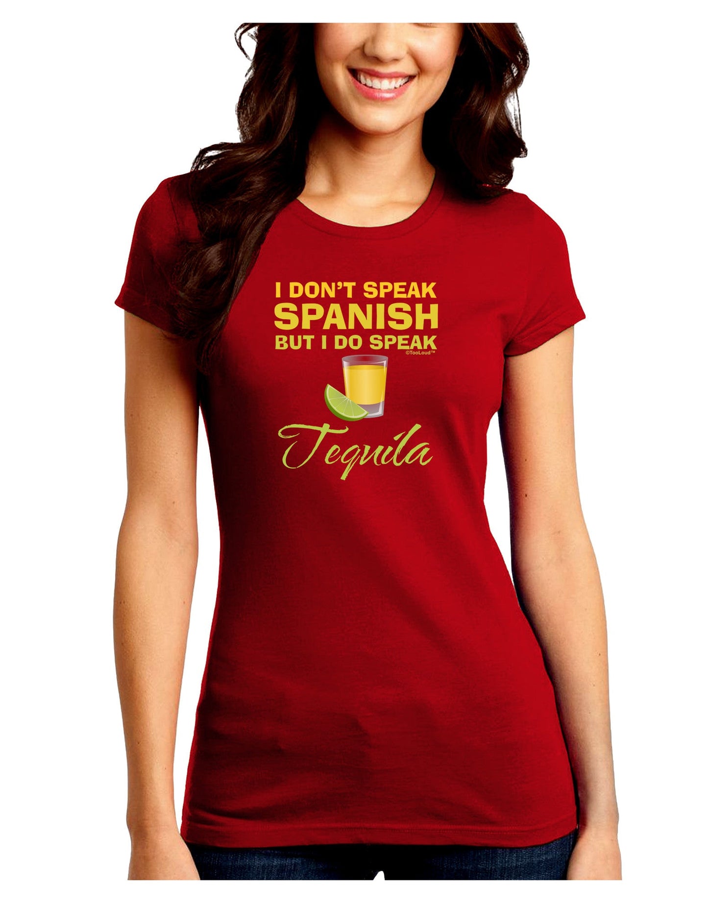I Do Speak Tequila Juniors Petite Crew Dark T-Shirt-T-Shirts Juniors Tops-TooLoud-Red-Juniors Fitted Small-Davson Sales