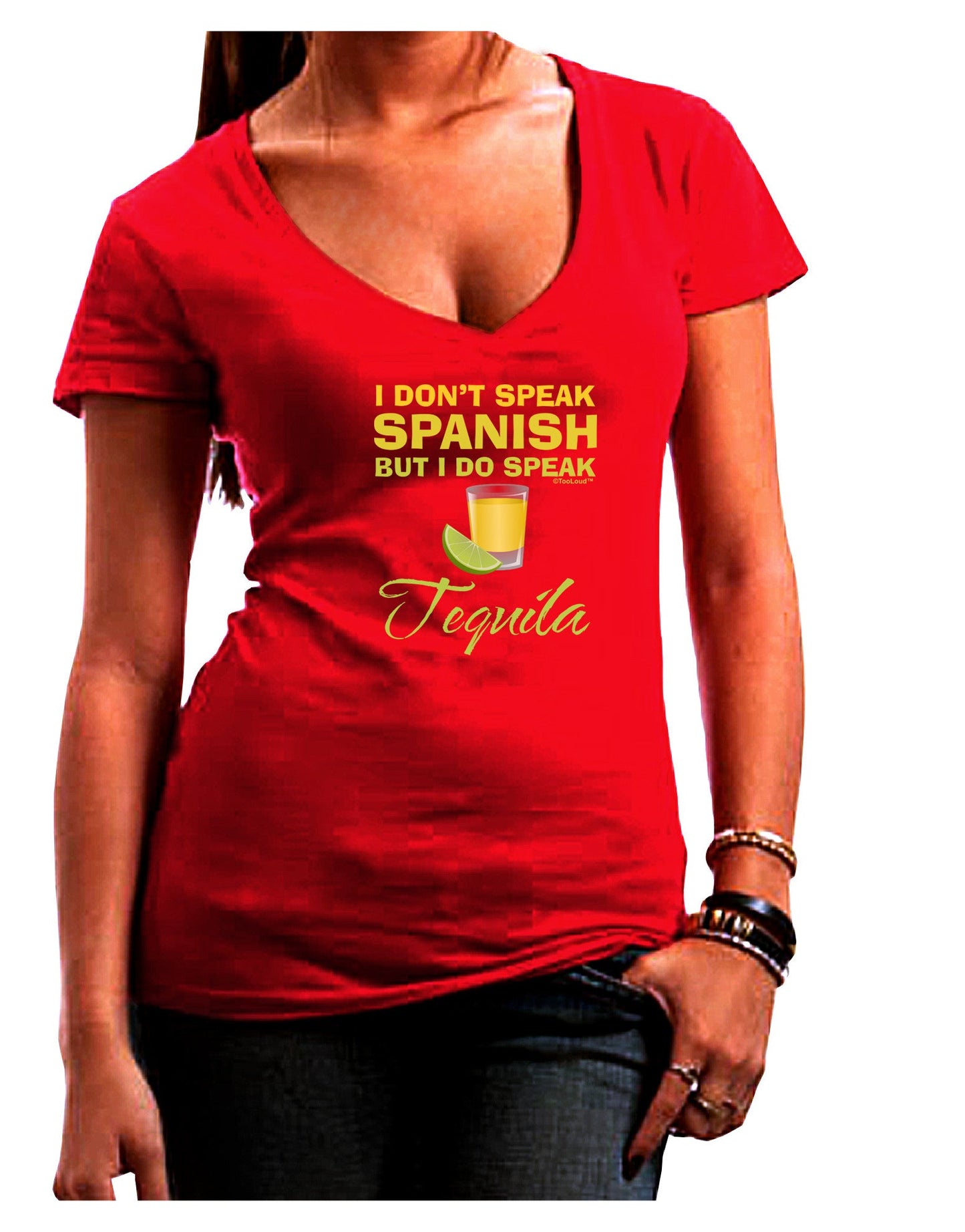 I Do Speak Tequila Womens V-Neck Dark T-Shirt-Womens V-Neck T-Shirts-TooLoud-Red-Juniors Fitted Small-Davson Sales