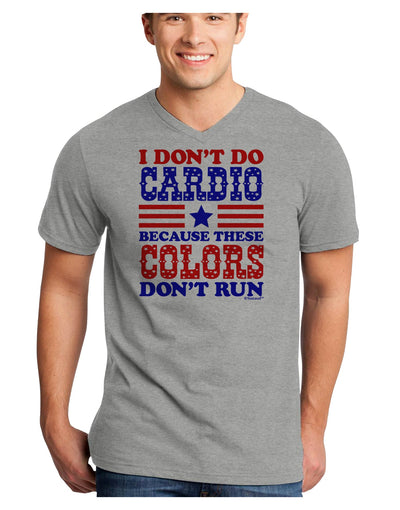 I Don't Do Cardio Because These Colors Don't Run Adult V-Neck T-shirt-Mens V-Neck T-Shirt-TooLoud-HeatherGray-Small-Davson Sales