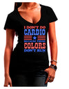 I Don't Do Cardio Because These Colors Don't Run Juniors V-Neck Dark T-Shirt-Womens V-Neck T-Shirts-TooLoud-Black-Juniors Fitted Small-Davson Sales