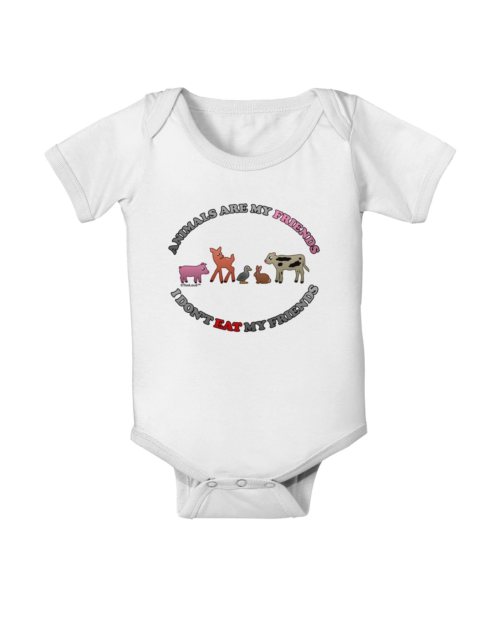 I Don't Eat My Friends Baby Romper Bodysuit-Baby Romper-TooLoud-White-06-Months-Davson Sales