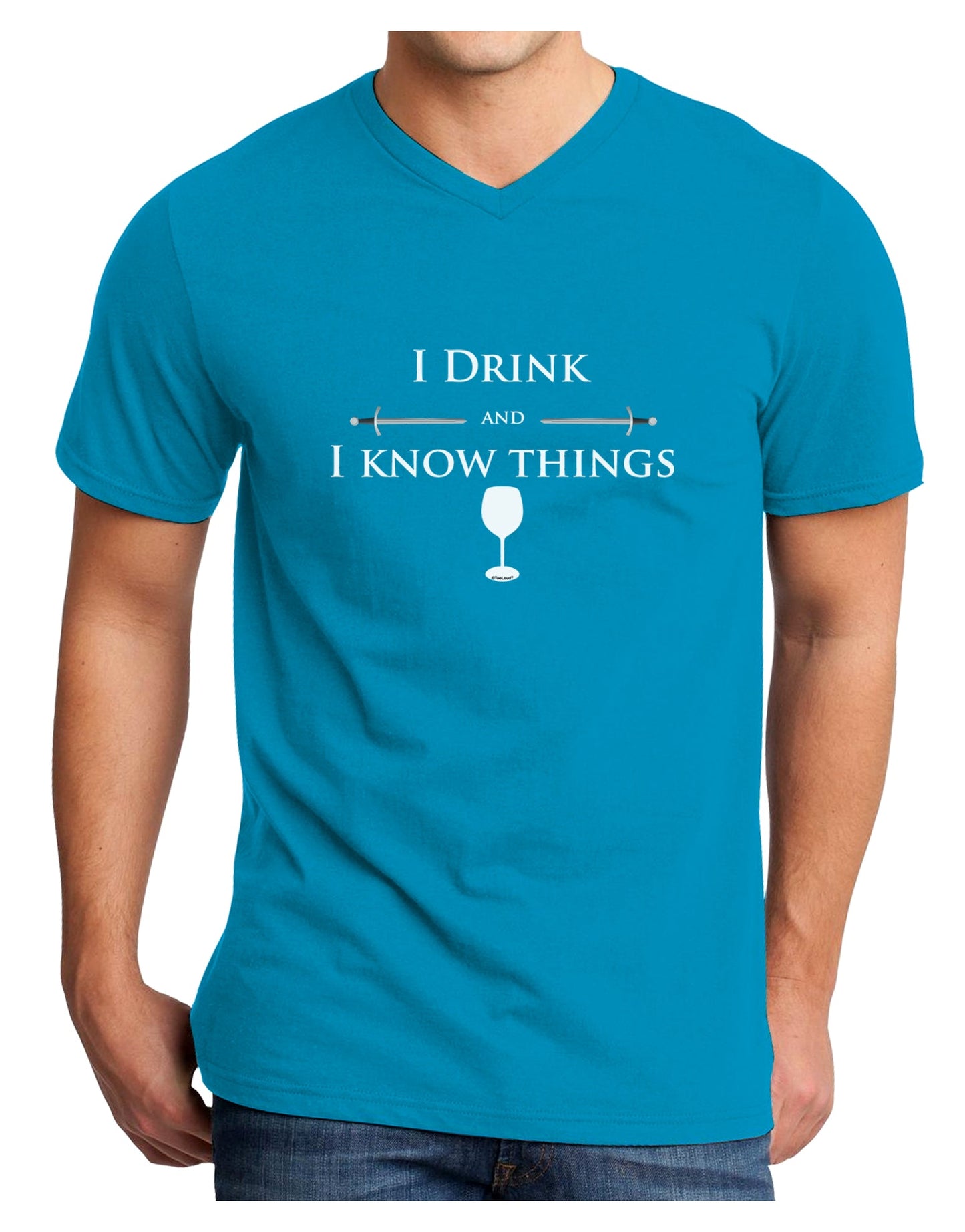 I Drink and I Know Things funny Adult Dark V-Neck T-Shirt by TooLoud-Mens V-Neck T-Shirt-TooLoud-Turquoise-Small-Davson Sales