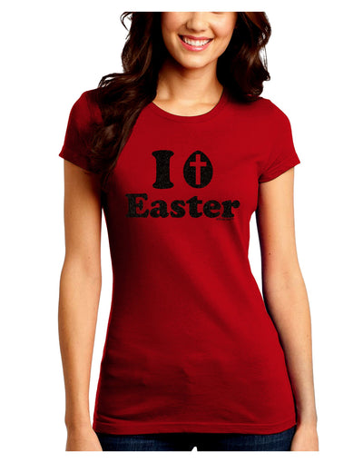 I Egg Cross Easter -Black Glitter Juniors Crew Dark T-Shirt by TooLoud-T-Shirts Juniors Tops-TooLoud-Red-Juniors Fitted Small-Davson Sales