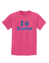 I Egg Cross Easter - Blue Glitter Childrens Dark T-Shirt by TooLoud