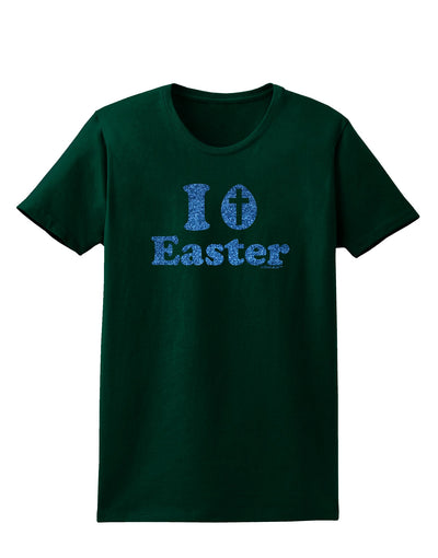 I Egg Cross Easter - Blue Glitter Womens Dark T-Shirt by TooLoud-Womens T-Shirt-TooLoud-Forest-Green-Small-Davson Sales