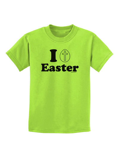 I Egg Cross Easter Design Childrens T-Shirt by TooLoud-Childrens T-Shirt-TooLoud-Lime-Green-X-Small-Davson Sales