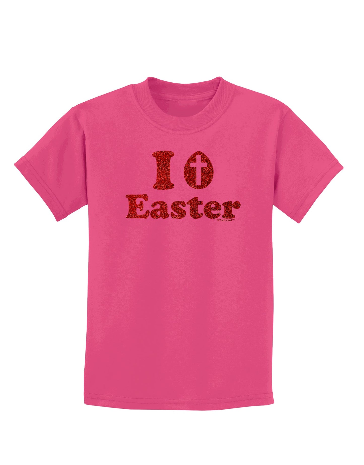I Egg Cross Easter - Red Glitter Childrens Dark T-Shirt by TooLoud-Childrens T-Shirt-TooLoud-Sangria-X-Small-Davson Sales