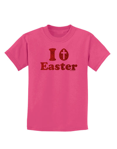 I Egg Cross Easter - Red Glitter Childrens Dark T-Shirt by TooLoud-Childrens T-Shirt-TooLoud-Sangria-X-Small-Davson Sales